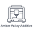 Line drawing of a 3D printer with 'Amber Valley Additive' text below on a white background